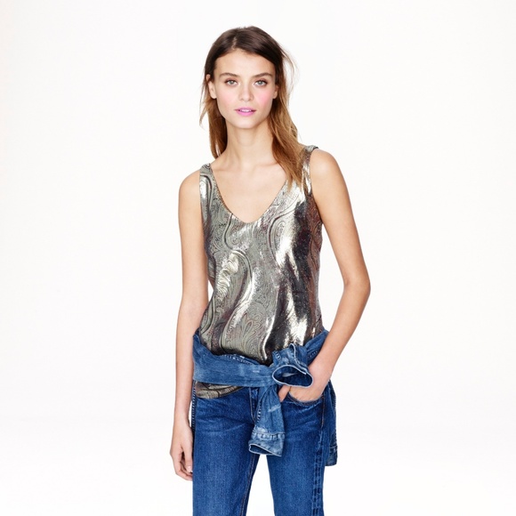 J.Crew Cate Cami in Gilded Paisley Lamé - Picture 3 of 8